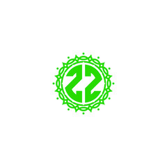 initial 22 or ZZ in green stamp logo