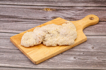 Raw meat schnitzel for roast