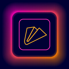 Glowing neon line Paper airplane icon isolated on black background. Colorful outline concept. Vector
