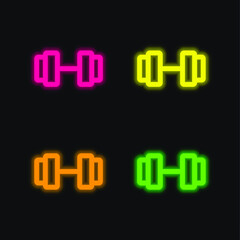 Barbell four color glowing neon vector icon