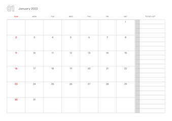 Simple October 2022 calendar template illustration.