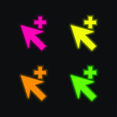 Add Cursor four color glowing neon vector icon