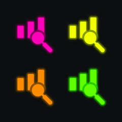 Obraz premium Analytics four color glowing neon vector icon
