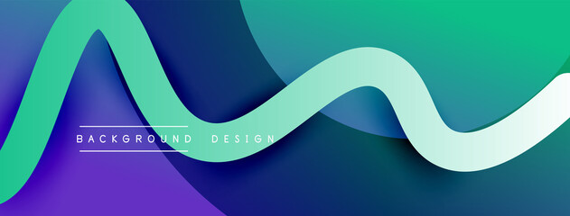 Abstract gradient background with wave line with shadow effect. Geometric composition. 3D shadow effects and fluid gradients
