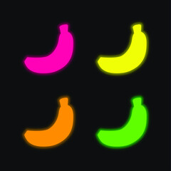 Banana four color glowing neon vector icon