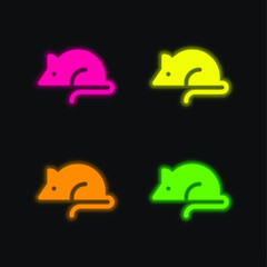 Animal Testing four color glowing neon vector icon