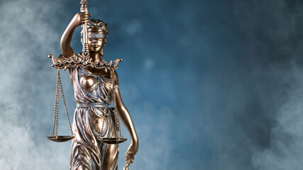 Fototapeta na wymiar Statue of Justice - lady justice, Justitia the Roman goddess of Justice. Close-up.