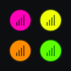 Bars Graphics four color glowing neon vector icon