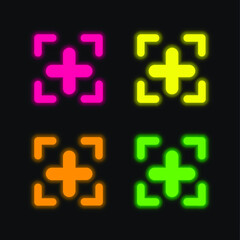 Add Icon four color glowing neon vector icon