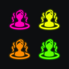 Bath four color glowing neon vector icon