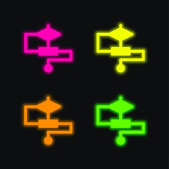 Algorithm four color glowing neon vector icon