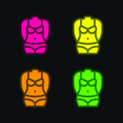 Body four color glowing neon vector icon