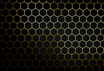 abstract golden honeycomb background isolated black background 3d rendering.
