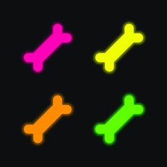 Bone four color glowing neon vector icon