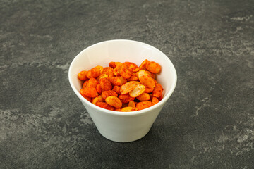 Chili peanut snack in the bowl
