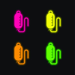 Blood Transfusion four color glowing neon vector icon