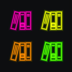 Books For Study four color glowing neon vector icon