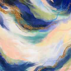 Fototapeta premium Abstract artwork. Versatile artistic backdrop for creative design projects: posters, banners, cards, websites, invitations, magazines, wallpapers. Modern art. Colorful waves.
