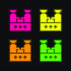 Boiler four color glowing neon vector icon