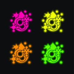 Blood four color glowing neon vector icon