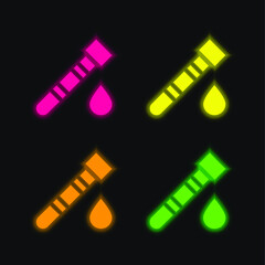 Blood Test four color glowing neon vector icon