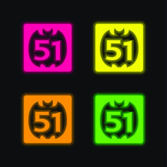 51 On Social Logo four color glowing neon vector icon