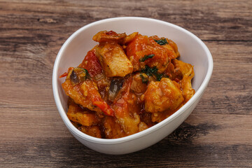 Chicken with oyster sauce and vegetables