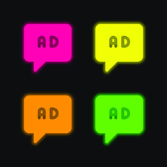 Ads four color glowing neon vector icon