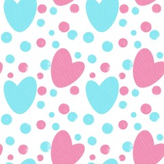 set of colored hearts hand drawn digital illustration seamless pattern