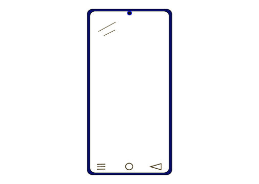 Grafika przedstawiająca smartfon. Wyświetlacz nie posiada wypełnienia w postaci tapety.