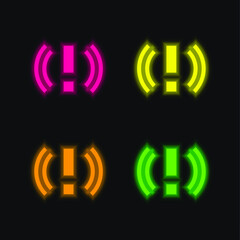 Alert four color glowing neon vector icon