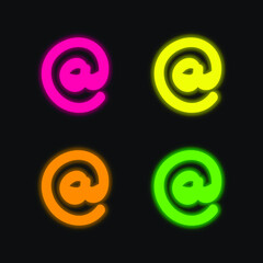 At four color glowing neon vector icon