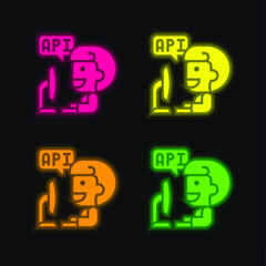 Application four color glowing neon vector icon