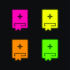Obraz premium Appointment Book four color glowing neon vector icon