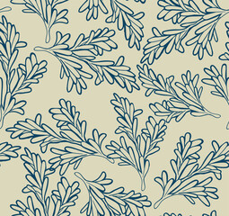 Light vector seamless pattern with rosemary sprigs and leaves. Background with scented herbs for cooking