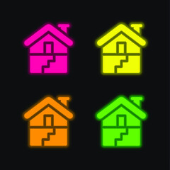 Basement four color glowing neon vector icon