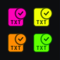 Approve four color glowing neon vector icon
