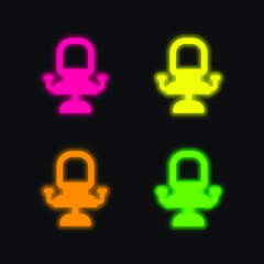 Armchair four color glowing neon vector icon