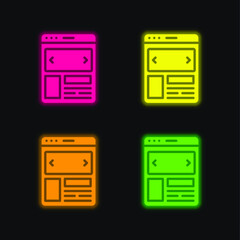 Ads four color glowing neon vector icon