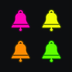 Bell four color glowing neon vector icon