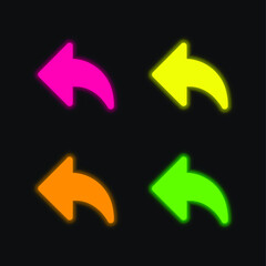 Backward four color glowing neon vector icon