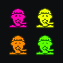 Anesthesia four color glowing neon vector icon