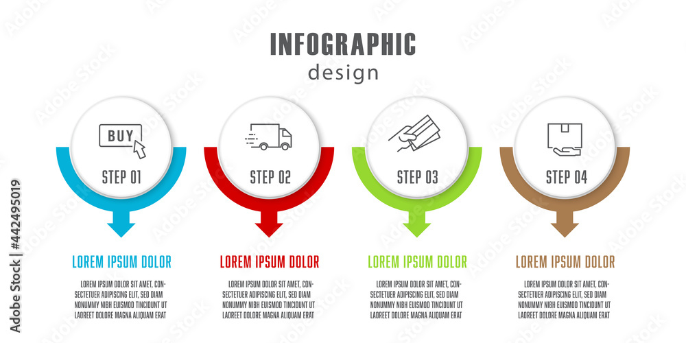 Poster vector illustration infographic design template with icon 4 step with cincept shopping process.