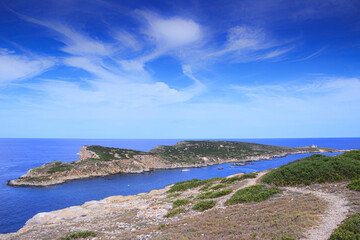 The archipelago of Tremiti Island: view of  Capraia islet from the nearby San Nicola island. The archipelago is located in Gargano National Park (Apulia) Italy.