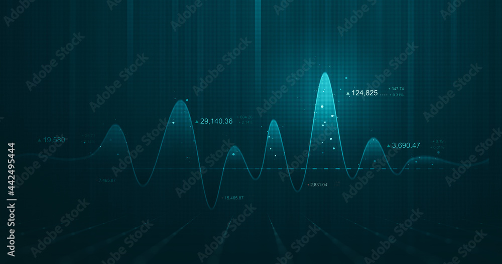 Poster chart of business data graph diagram and growth financial graphic report information on futuristic f
