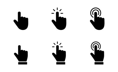Hand Cursor icon set,  Hand Click icon, Hand Touch icon vector illustration