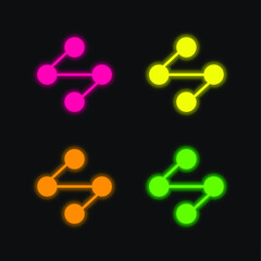Analytics four color glowing neon vector icon