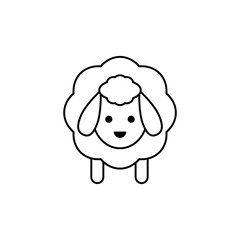 White sheep icon. Vector drawing. Lamb linear outline isolated illustration. 