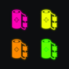 Bandage four color glowing neon vector icon