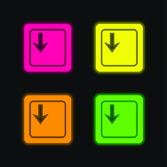 Arrow Down Key On Keyboard four color glowing neon vector icon
